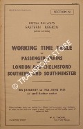 Working Time Table of Passenger Trains - Section N - London and Chelmsford, Southend and Southminster, 5th January to 14th June, 1959 by British Railways Eastern Region (Great Eastern)